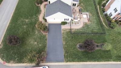 Overhead view of residential driveway